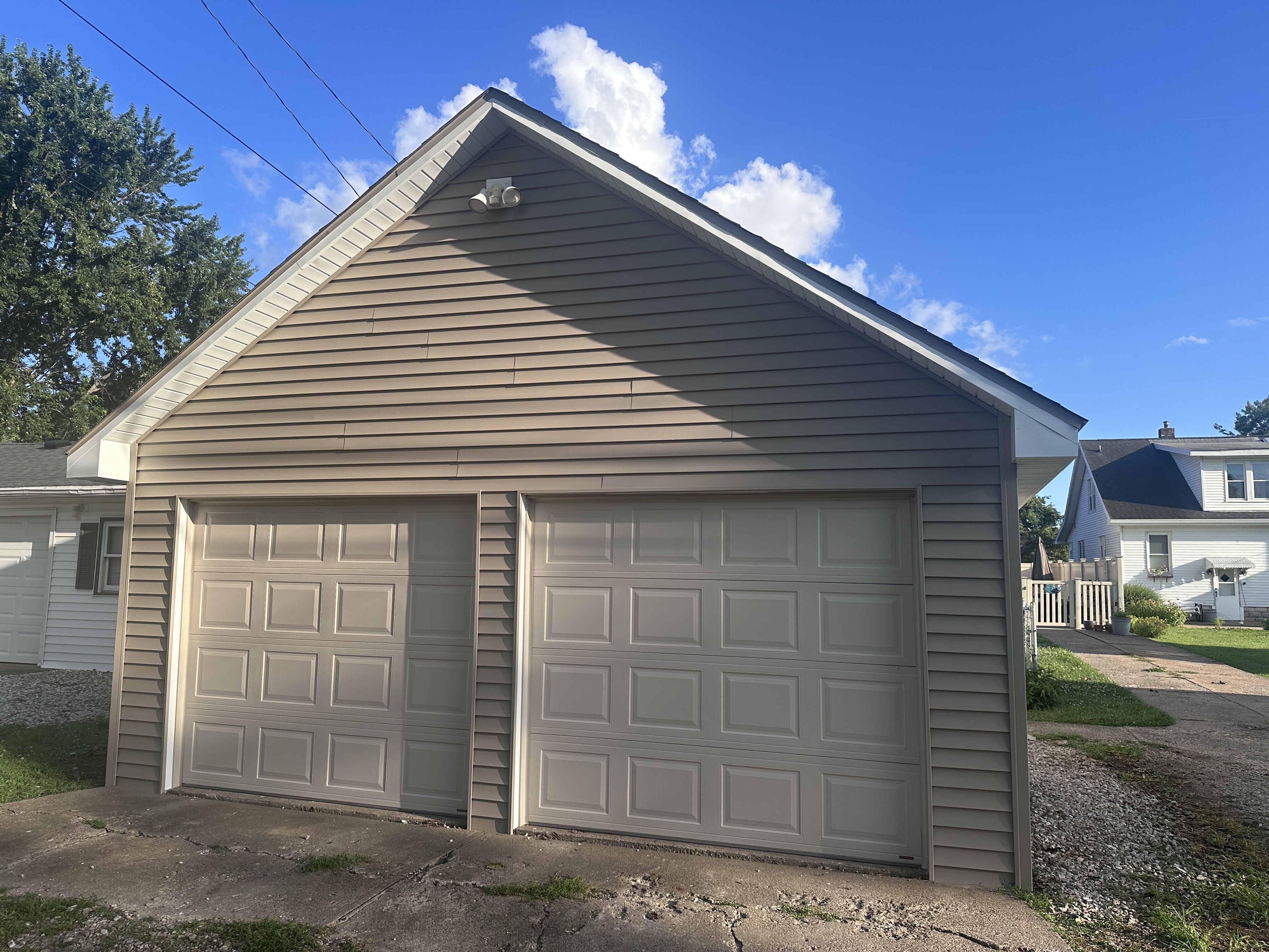 Tan Garage Two Bay Front