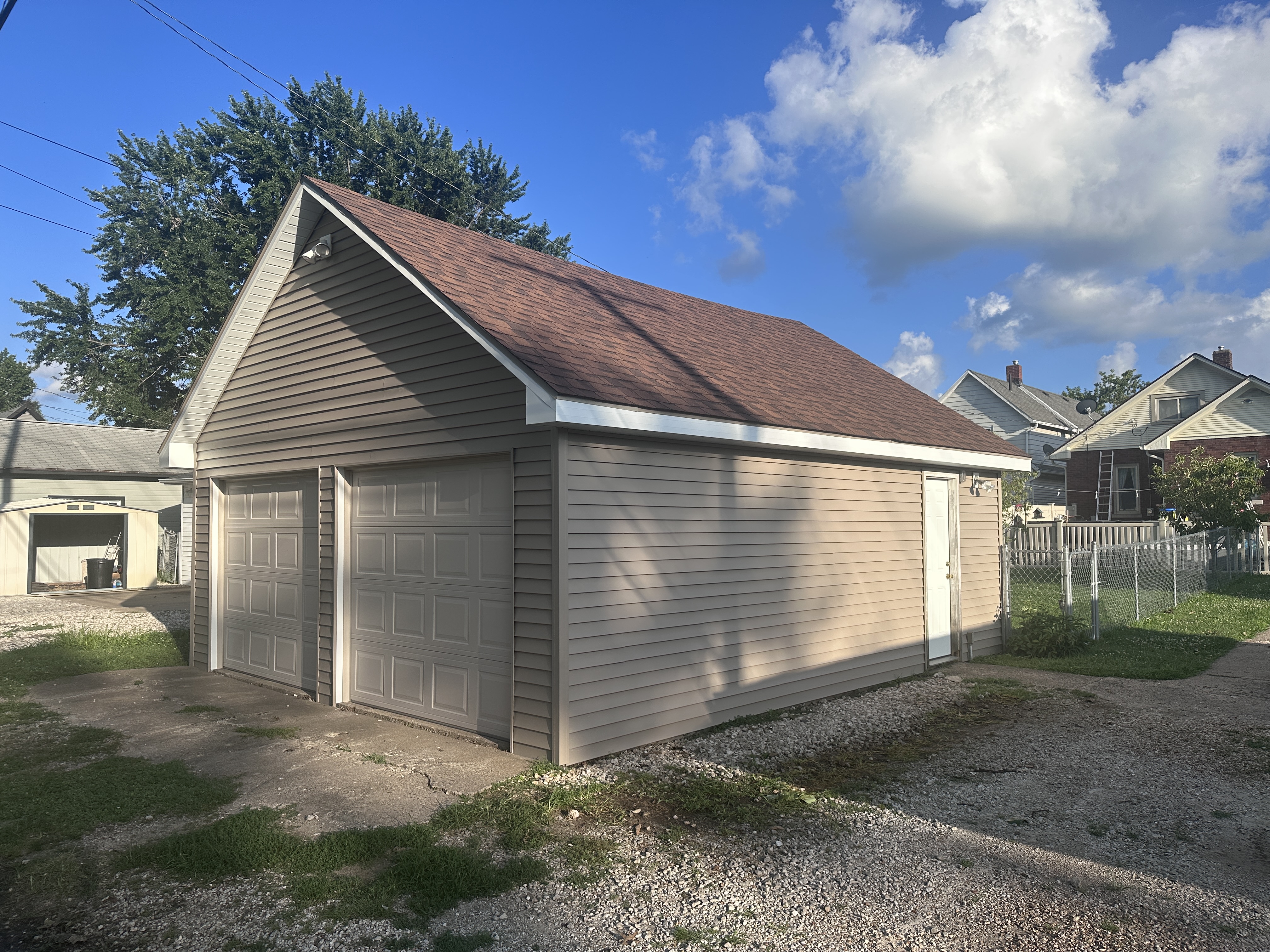 Tan Garage Two Bay Side